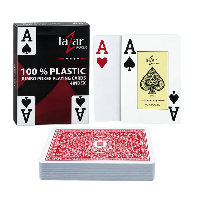Carte da Poker Lazar 1070 100% Plastica 2 Index Rosso
