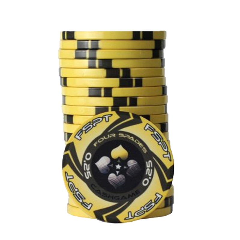 pokerchip stack fiches claysmith FSPT cash game 0.25 yellow