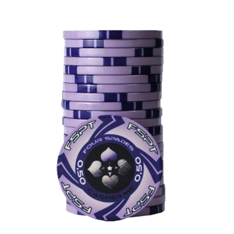 pokerchip stack fiches claysmith FSPT cash game 0.50 purple
