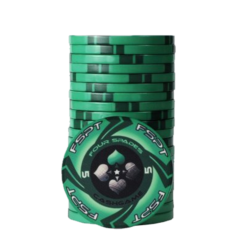 pokerchip stack fiches claysmith FSPT cash game 5 green