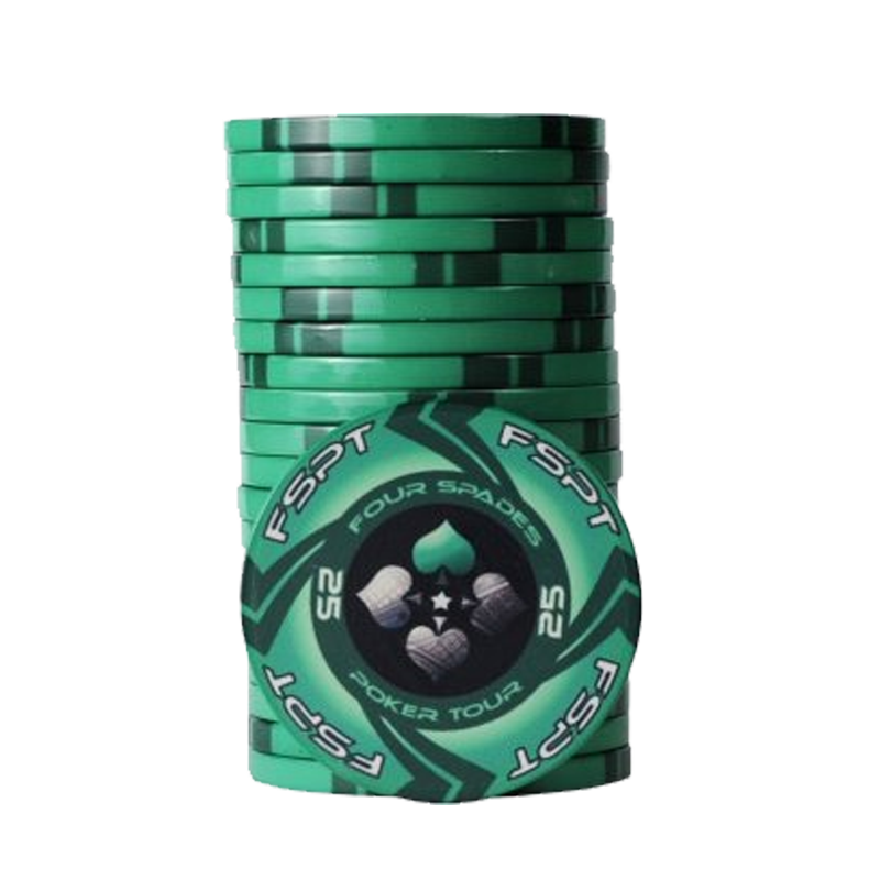 pokerchip stack fiches claysmith FSPT tournament 25 green