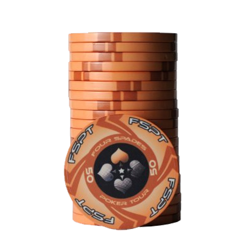 pokerchip stack fiches claysmith FSPT tournament orange 50