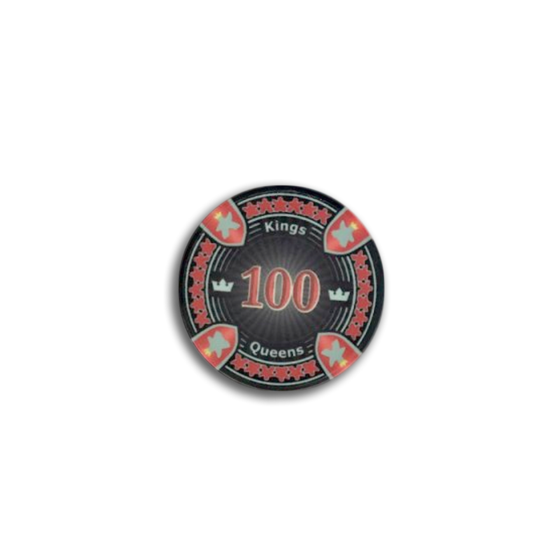 poker chip fiche kings en queens 100 black red