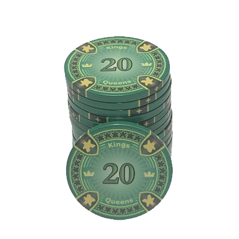 poker chip stack fiches kings en queens 20 green