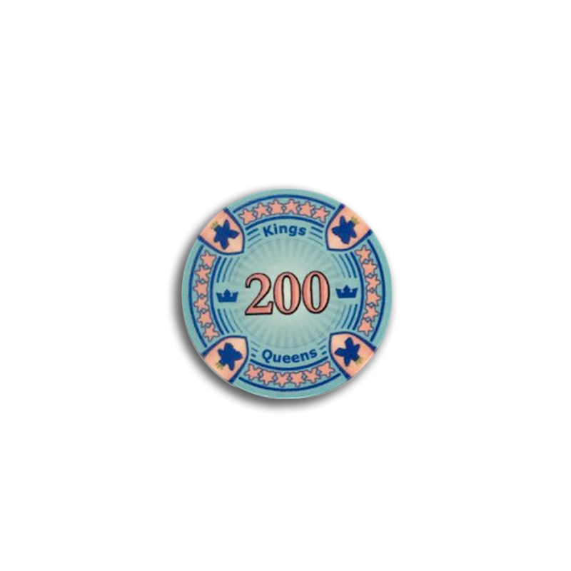 poker chip fiche kings en queens 200 light blue