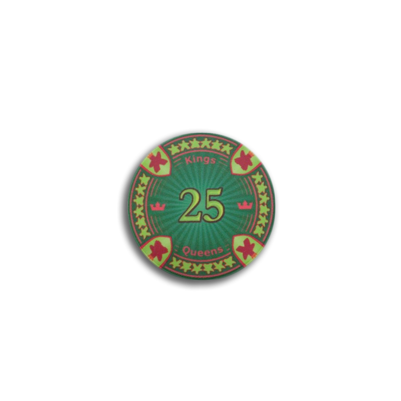 poker chip fiche kings en queens 25 green red white