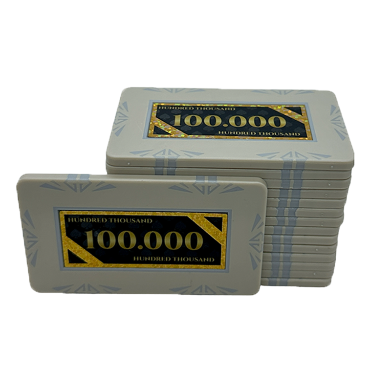 poker plaque clay composite stack 100.000 white