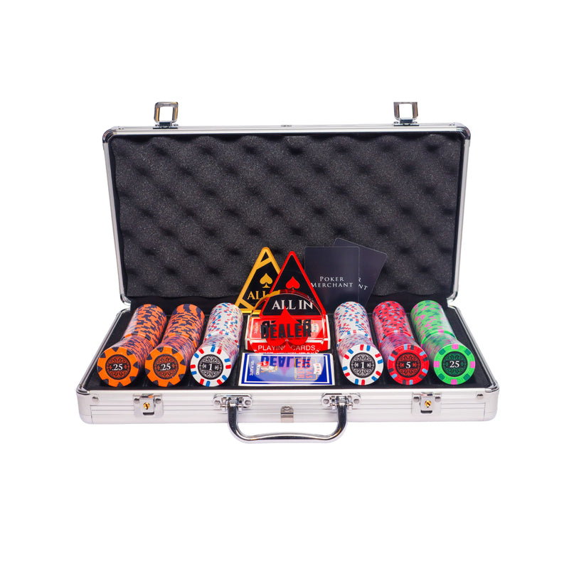banks poker set, colorful poker chips, Poker cards, Dealer button and Poker case