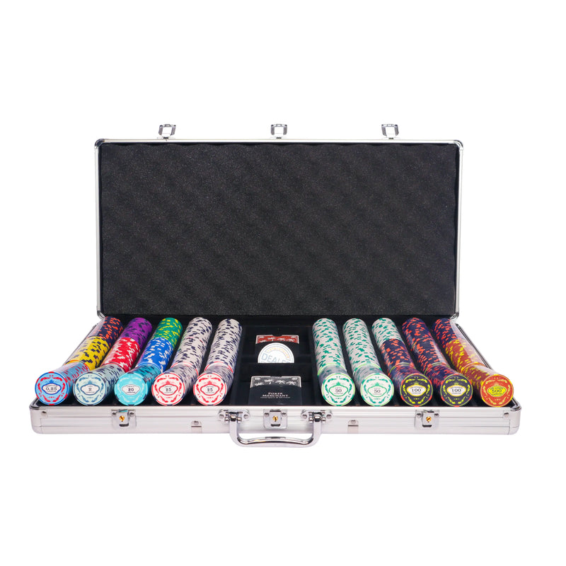 ceramic crown 750 poker set, colorful poker chips, poker cards, dealer button and poker case