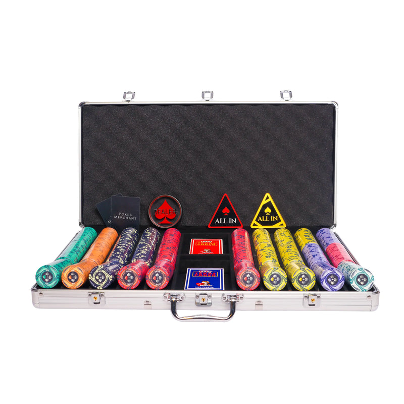FSPT 750 poker set, colorful poker chips, Poker cards, Dealer button and Poker case
