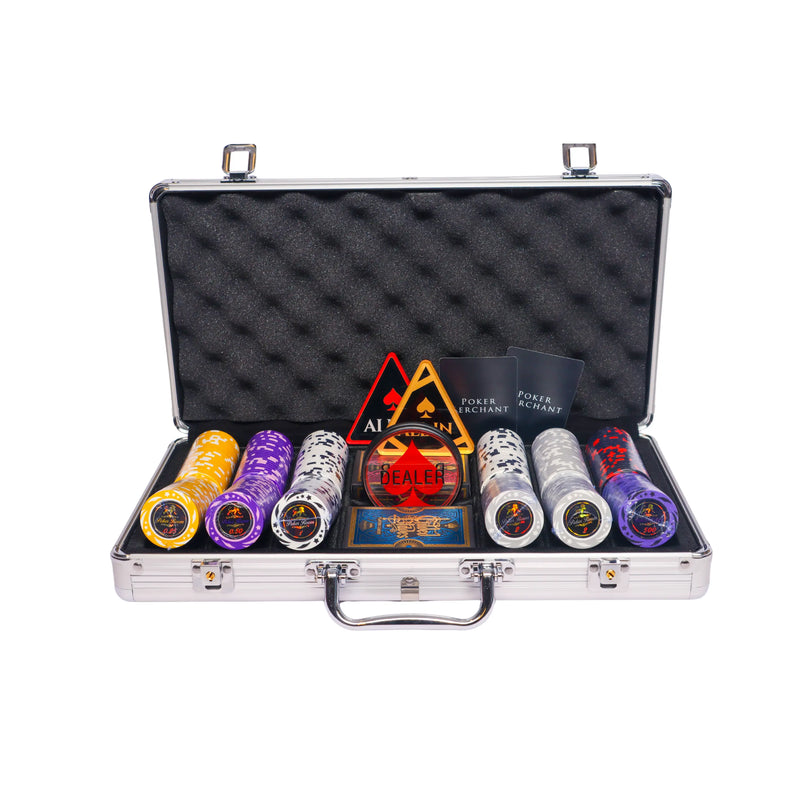 lion poker room 300 poker set, colorful poker chips, Poker cards, Dealer button and Poker case