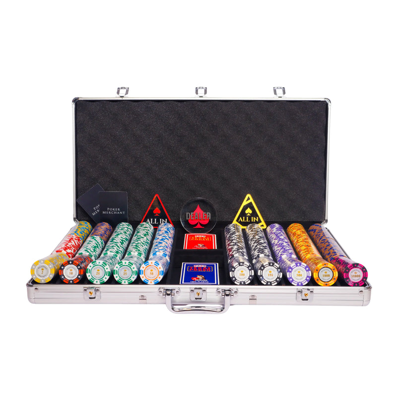 royal crown 750 poker set, colorful poker chips, Poker cards, Dealer button and Poker case