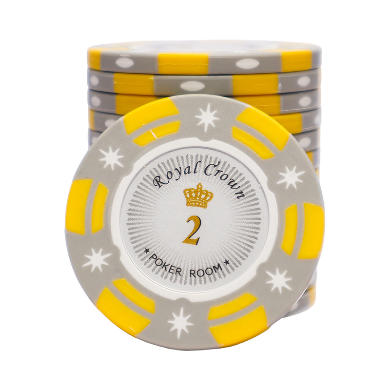 royal crown poker chips denom 2 yellow grey