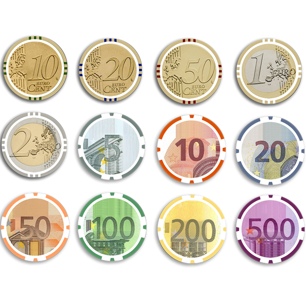 Poker Chips Set Euro Cash Game 1000