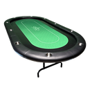 green black poker table with cupholders on the edge