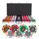 banks 750 poker set, colorful poker chips, poker cards, dealer button and poker case