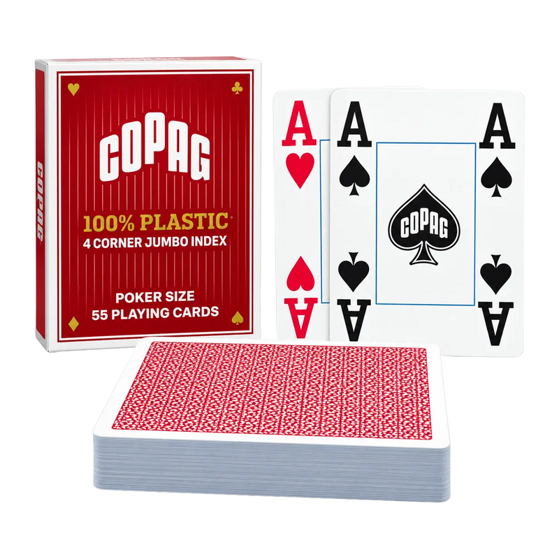 Carte da Poker COPAG 100% Plastica 4 Index Rosso