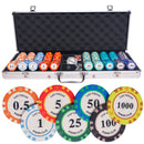 ceramic Las Vegas 500 poker set, poker chips, poker cards, dealer button and poker case
