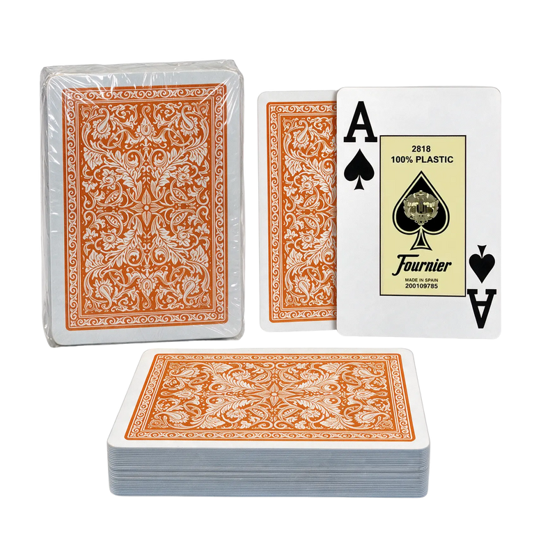 Poker Playing Cards Fournier 2818 Plastic Orange 2 Index