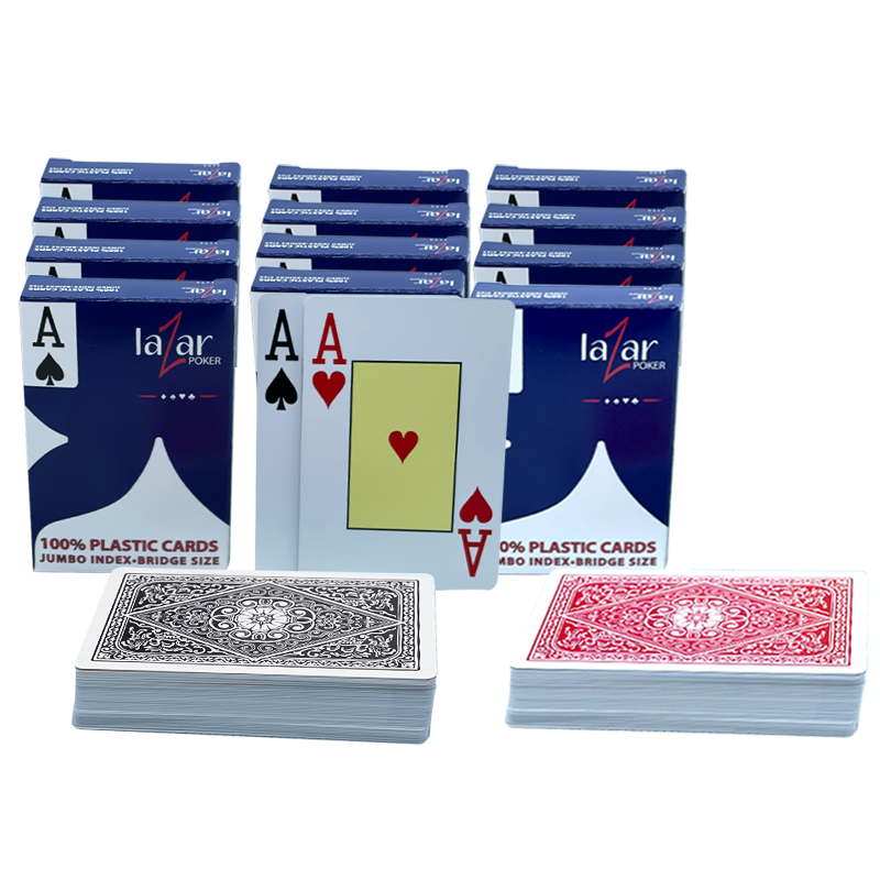 Poker Speelkaarten Lazar Bridge Formaat Plastic 2 Index 12 stuks