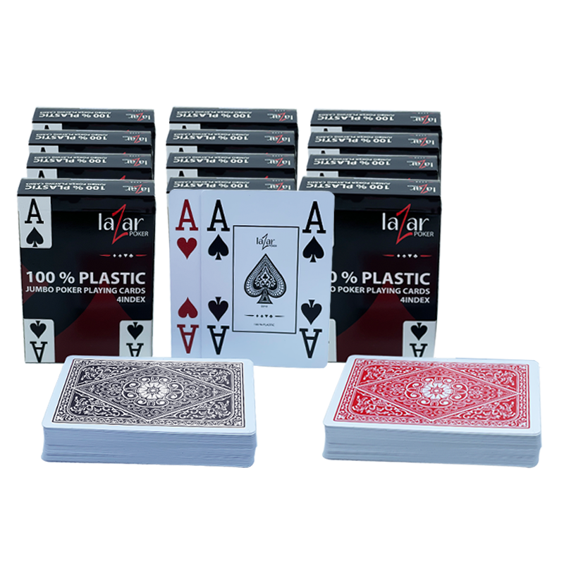 Poker Playing Cards Lazar 2210 Plastic 4 Index 12pcs