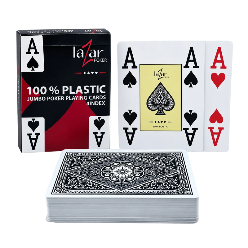 Carte da Poker Lazar 2210 100% Plastica 4 Index Nero