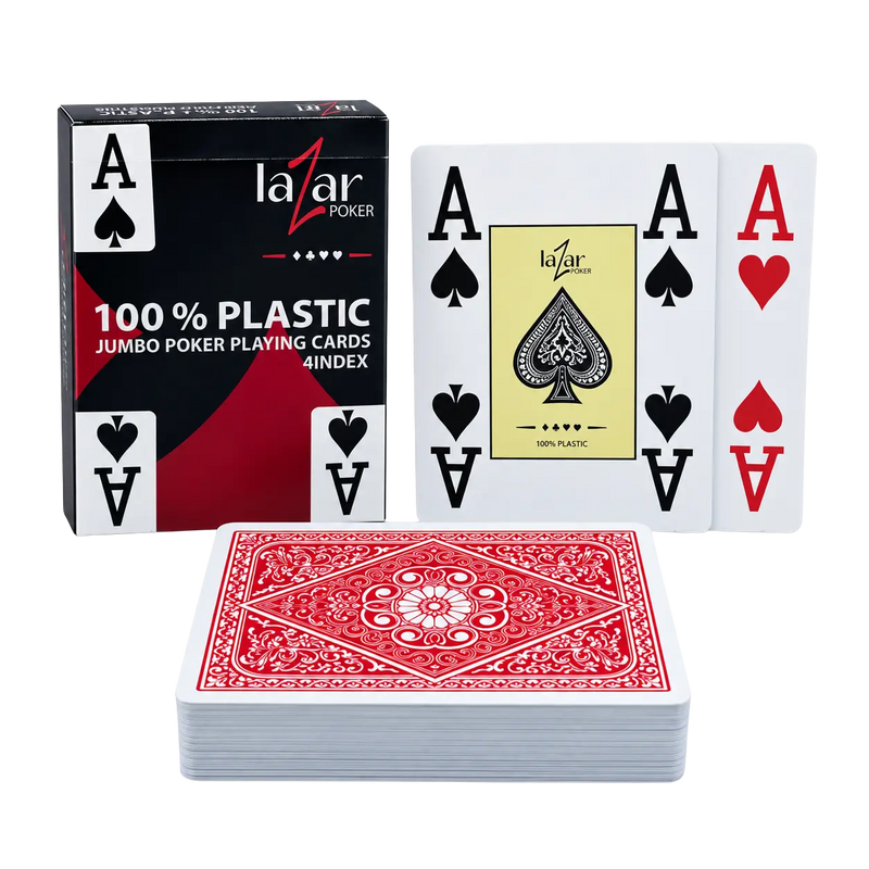 Carte da Poker Lazar 2210 100% Plastica 4 Index Rosso