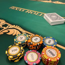 stack of different colorful monte caro poker chips