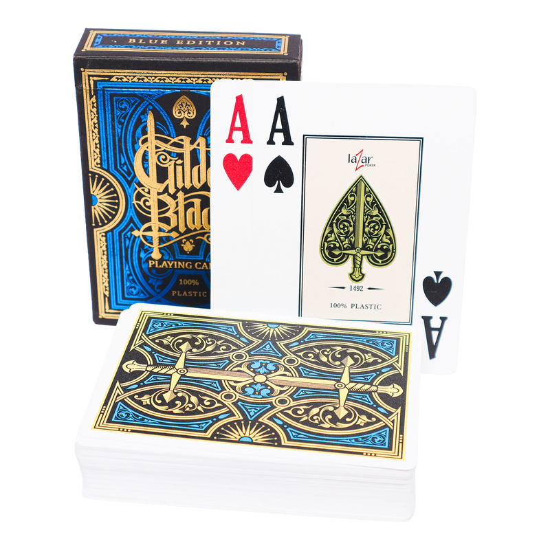 <tc>Pokerkaarten Premium Gilded Blades Plastic Blauw 2 Index</tc>