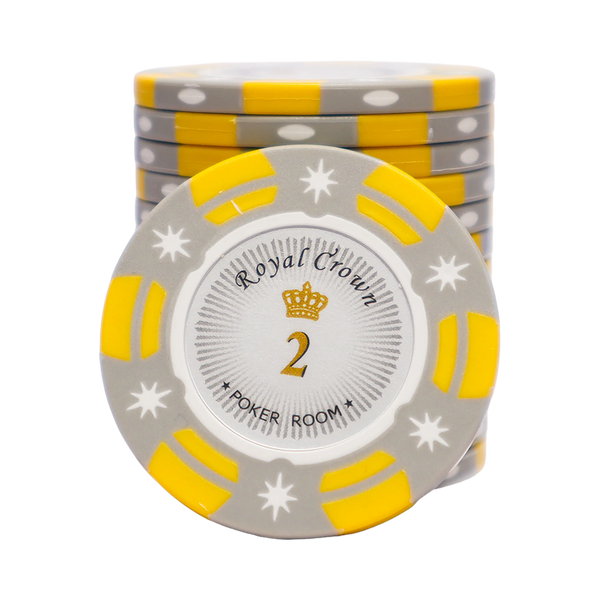 royal crown poker chips denom 2 yellow grey