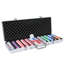 pokerset the crown keramische chips 500, overview of our colorful pokerchips, poker cards and a dealer button