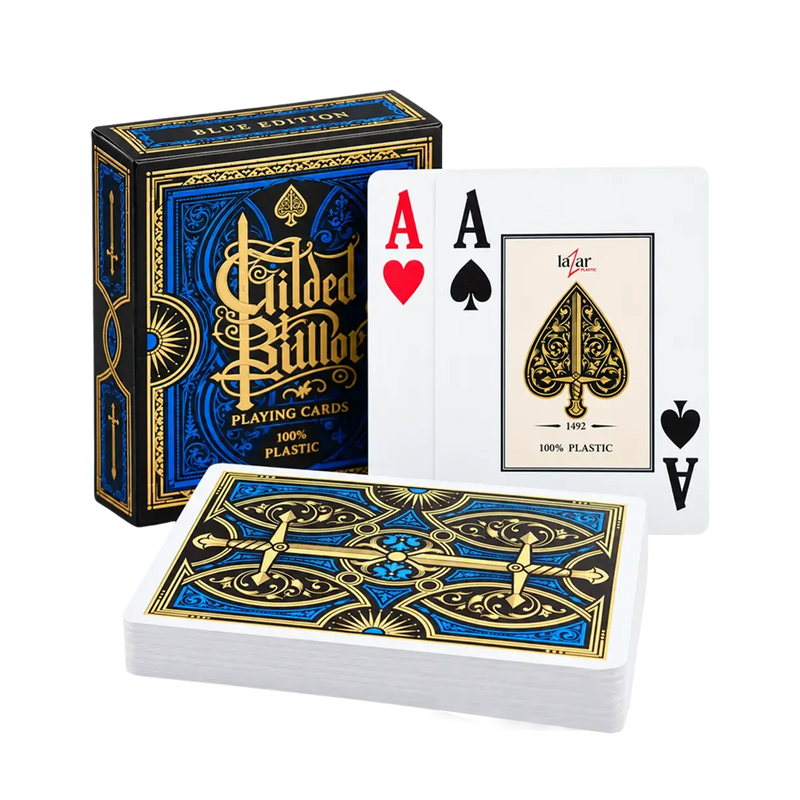 Carte da Poker Gilded Blades Premium 100% Plastica 2 Index Blu