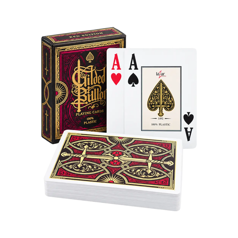 Carte da Poker Gilded Blades Premium 100% Plastica 2 Index Rosso