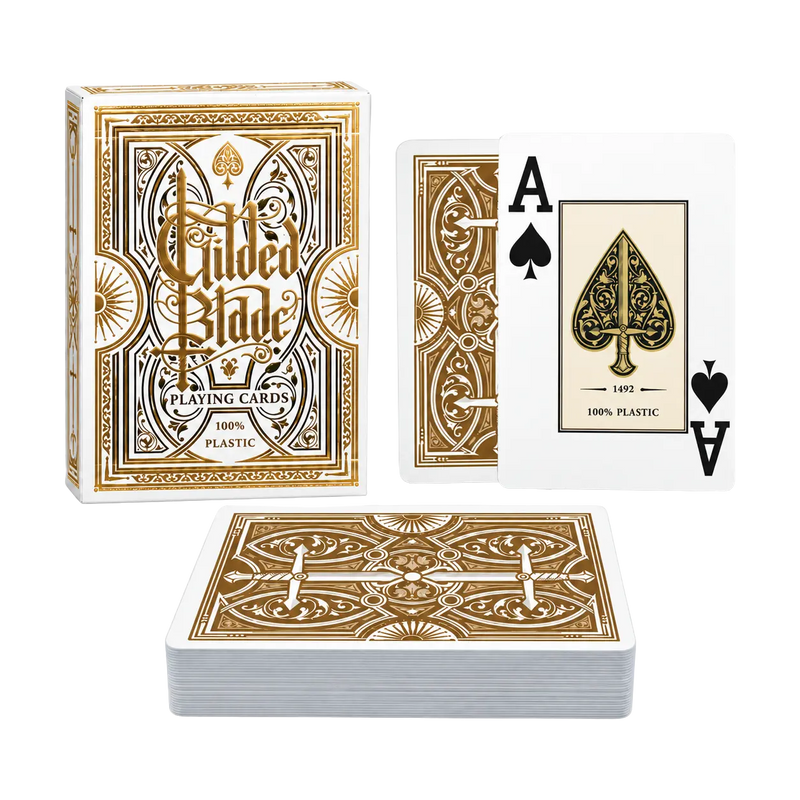 Carte da Poker Gilded Blades Premium 100% Plastica 2 Index Oro