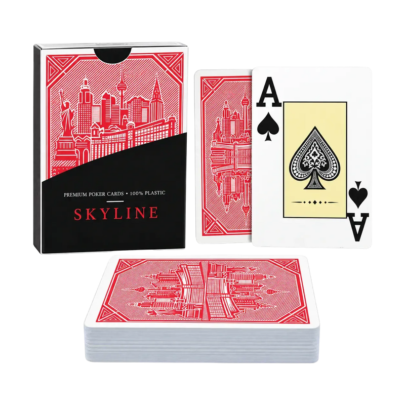 Carte da Poker Skyline 100% Plastica 2 Index Rosso