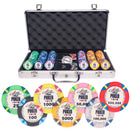 WSOP 300 poker set, colorful poker chips, poker cards, dealer button and poker case