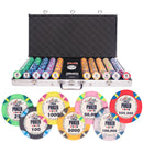 WSOP 750 poker set, colorful poker chips, poker cards, dealer button and poker case