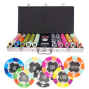 aces 750 poker set, colorful poker chips, poker cards, dealer button and poker case
