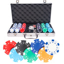 dice 300 poker set, colorful poker chips, poker cards, dealer button and poker case