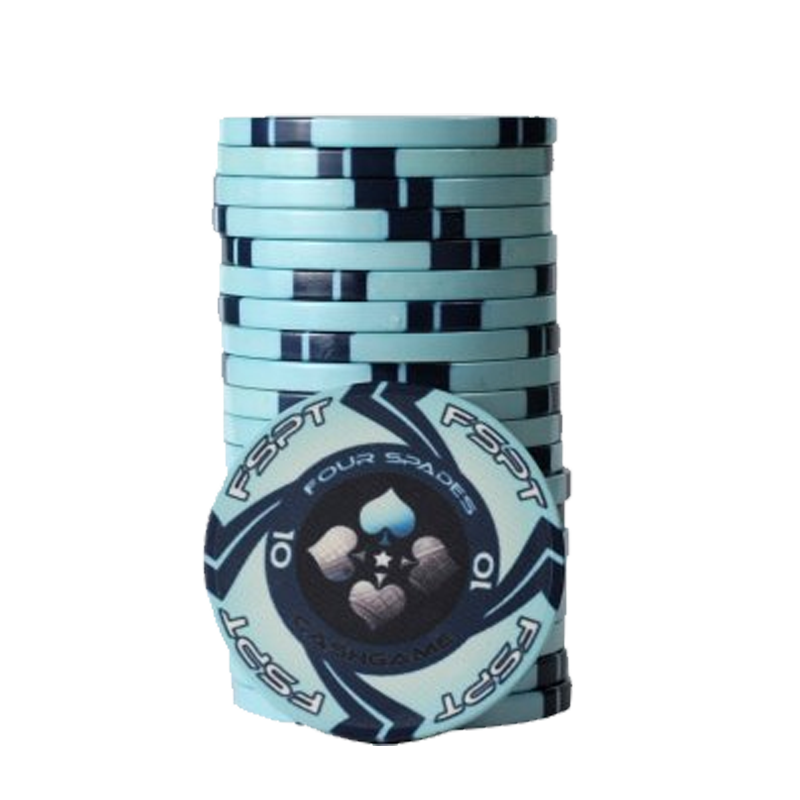 pokerchip stack fiches claysmith FSPT cash game 10 light blue