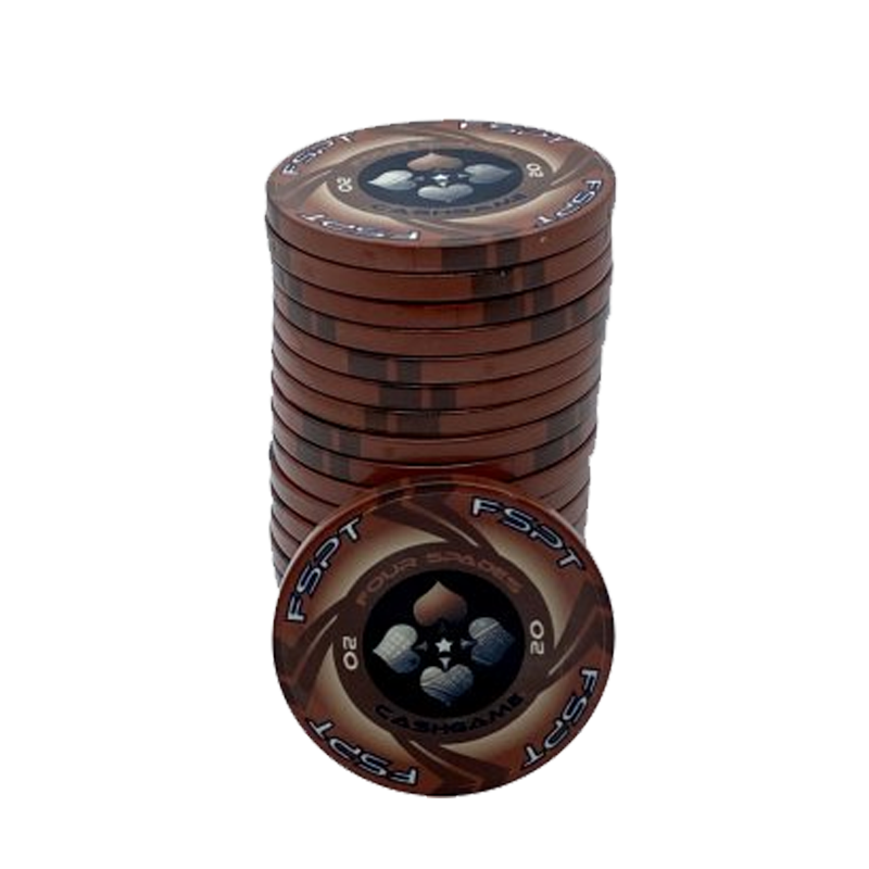 pokerchip stack fiches claysmith FSPT cash game 20 brown