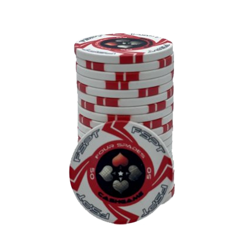 pokerchip stack fiches claysmith FSPT cash game 50 white red