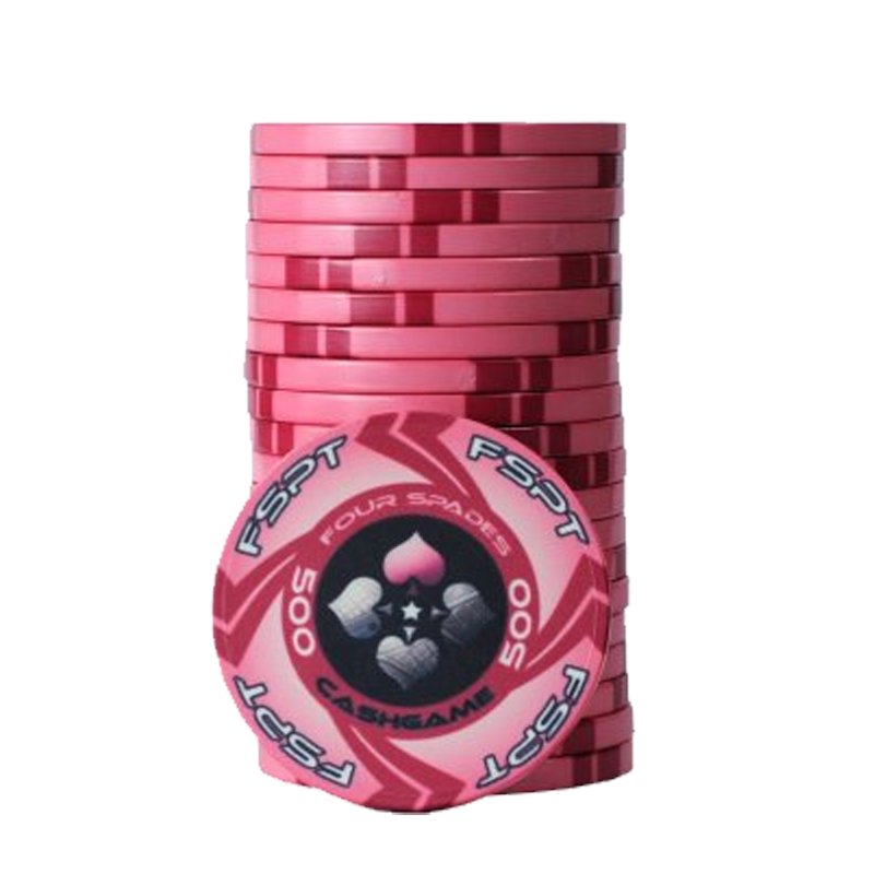 pokerchip stack fiches claysmith FSPT cash game 500 pink