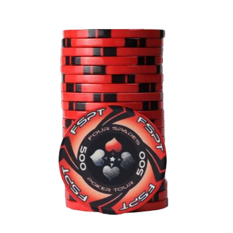 pokerchip stack fiches claysmith FSPT tournament 500 red