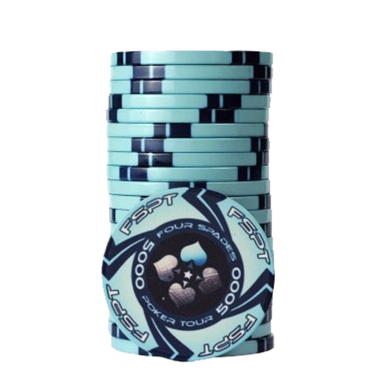 pokerchip stack fiches claysmith FSPT tournament 5.000 light blue
