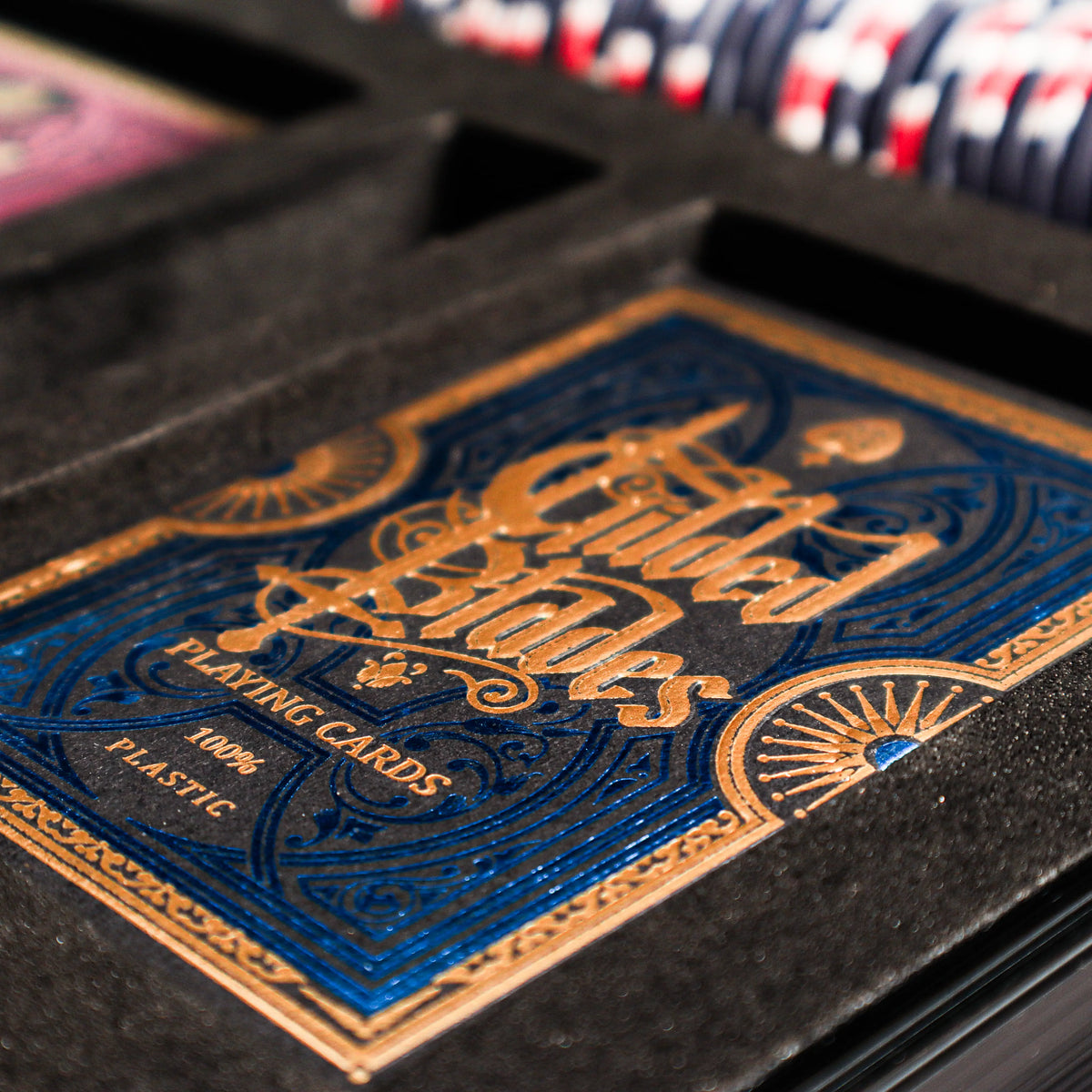 Poker Cards Premium Gilded Blades Plastic Blue 2 Index