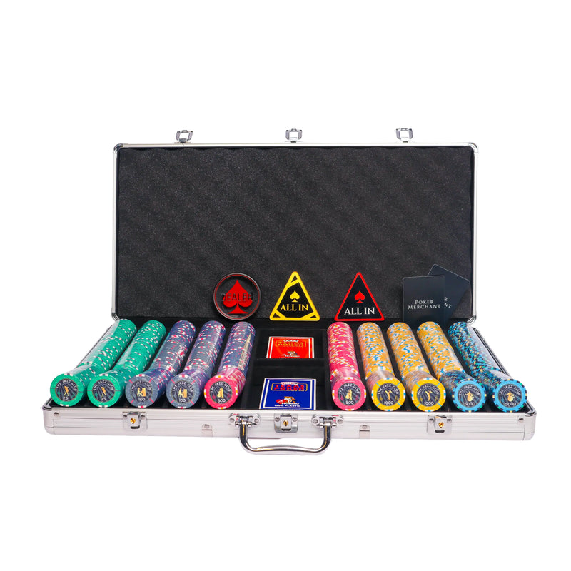 jazz club 750 poker set, colorful poker chips, Poker cards, Dealer button and Poker case