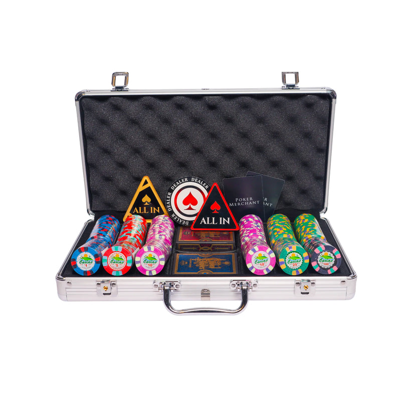 joker casino 300 poker set, colorful poker chips, Poker cards, Dealer button and Poker case