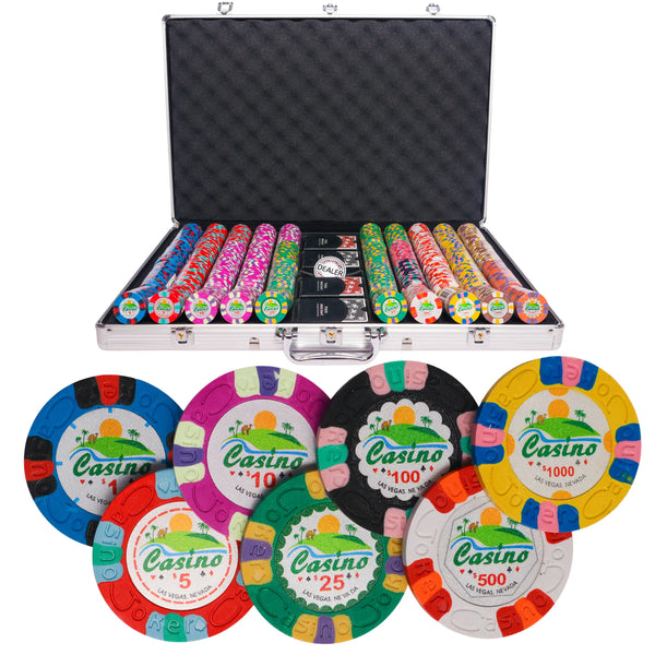 jokes casino 1000 poker set, poker chips, poker cards, dealer button and poker case