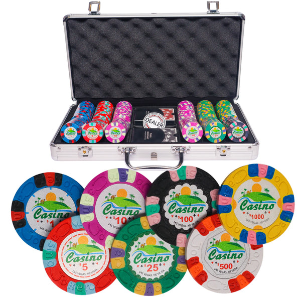 jokes casino 300 poker set, poker chips, poker cards, dealer button and poker case